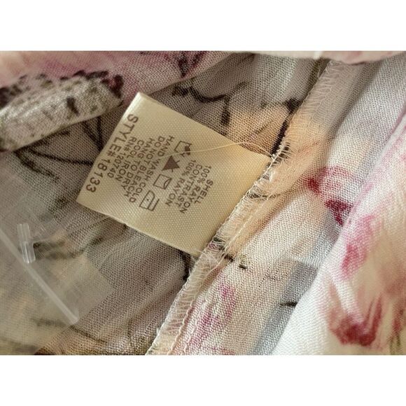 Mystree Womens Small Color Pink/Multi Tie Front Elastic Stretch Casual Blouse - Picture 5 of 5